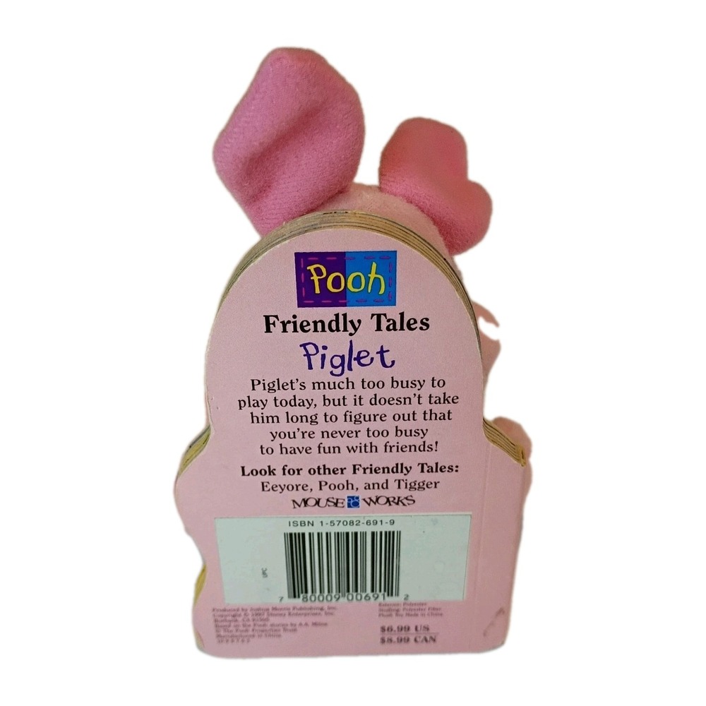 Vintage 1997 Piglet Disney Winnie the Pooh Friendly Tales Plush Doll & Book‎ 90s - Picture 4 of 10